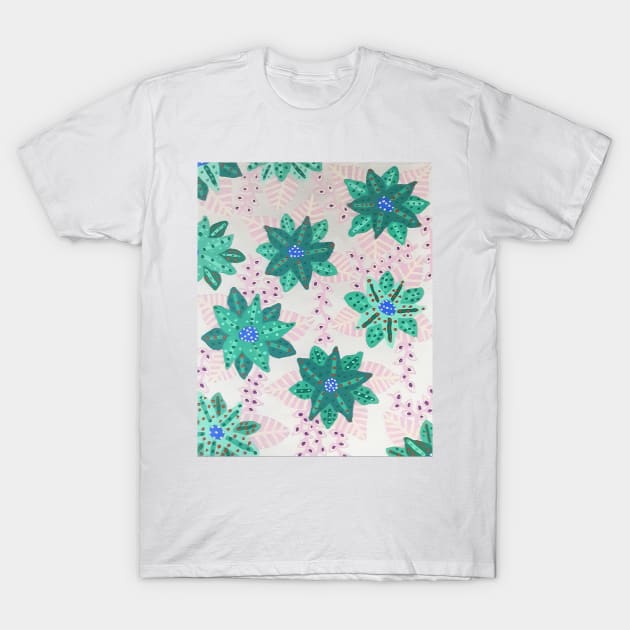 Mint Green Festive Flowers T-Shirt by DanielleGensler